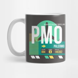 Palermo (PMO) Airport // Retro Sunset Baggage Tag Mug